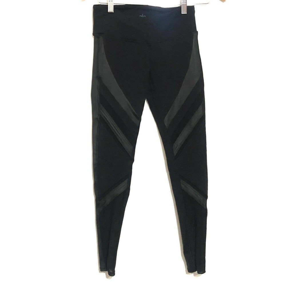 Alo Yoga Leggings Black Mesh Full Length Mid Rise